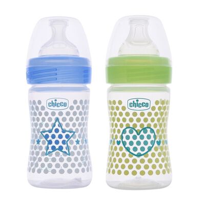 WellBeing Bi-Pack Feeding Bottle (150ml, Slow) (Blue Green)